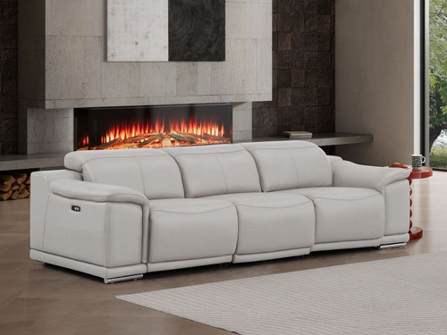 2679 - Genuine Leather Sofa With 3 Power Recliners