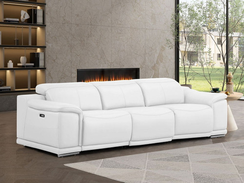2679 - Genuine Leather Sofa With 3 Power Recliners
