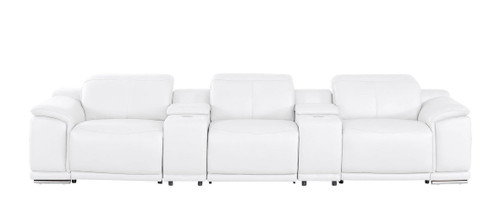 2679 - Genuine Leather Sofa With 3 Power Recliners & Dual Storage Consoles