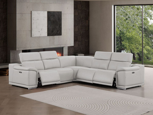 2679 - 5-Piece L-Shaped Power Reclining Sectional In Genuine Leather (3 Recliners)