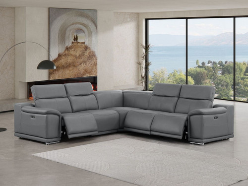 2679 - 5-Piece L-Shaped Power Reclining Sectional In Genuine Leather (3 Recliners)