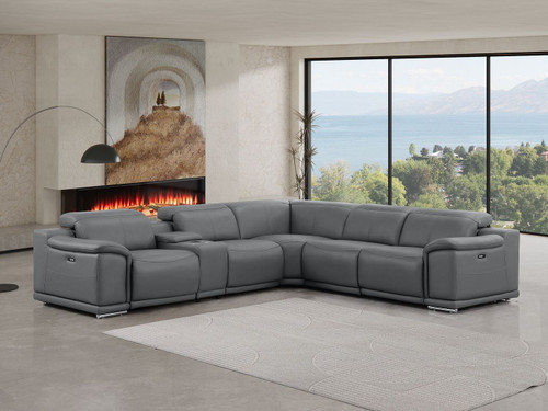 2679 - 6-Piece L-Shaped Power Reclining Sectional In Genuine Leather (3 Recliners)