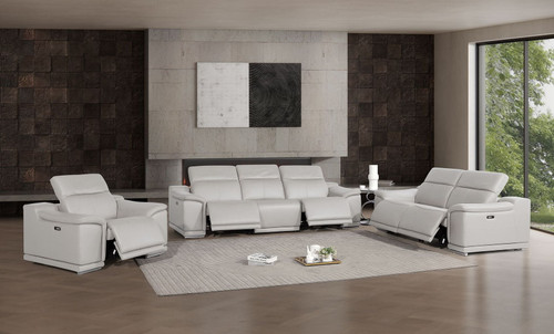 2679 - Power Reclining Sofa, Loveseat & Chair Set In Genuine Leather (5 Recliners)