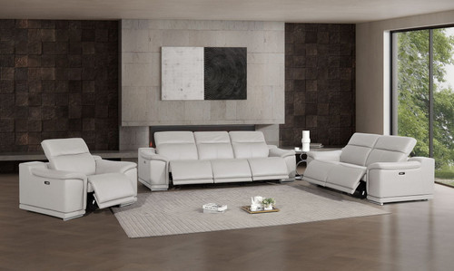2679 - Power Reclining Sofa, Loveseat & Chair Set In Genuine Leather (6 Recliners)