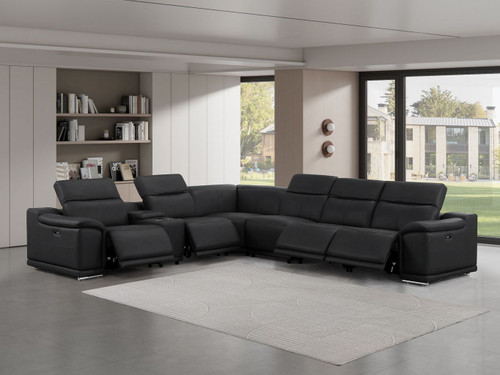 2679 - 7-Piece L-Shaped Power Reclining Sectional In Genuine Leather (4 Recliners)
