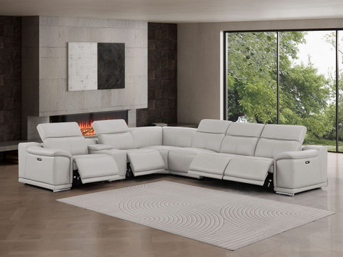 2679 - 7-Piece L-Shaped Power Reclining Sectional In Genuine Leather (4 Recliners)