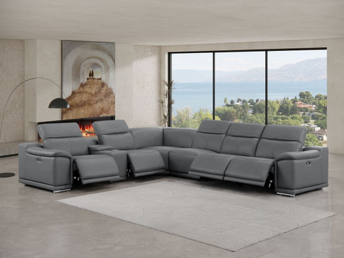 2679 - 7-Piece L-Shaped Power Reclining Sectional In Genuine Leather (4 Recliners)
