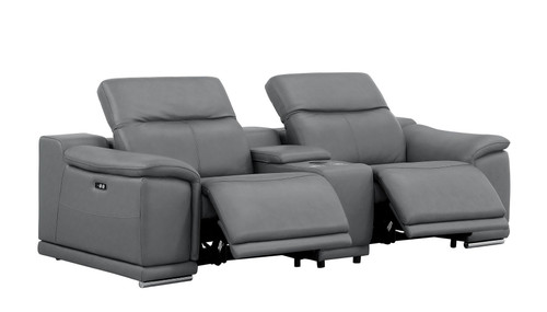 2679 - Power Reclining Sofa, Console Loveseat & Chair Set In Genuine Leather (5 Recliners)