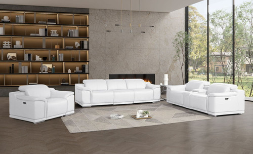 2679 - Power Reclining Sofa, Console Loveseat & Chair Set In Genuine Leather (6 Recliners)