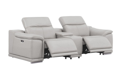 2679 - Power Reclining Sofa, Console Loveseat & Chair Set In Genuine Leather (6 Recliners)
