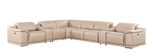 2679 - 8-Piece L-Shaped Power Reclining Sectional In Genuine Leather (3 Recliners)