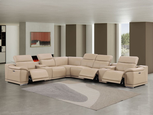 2679 - 8-Piece L-Shaped Power Reclining Sectional In Genuine Leather (3 Recliners)