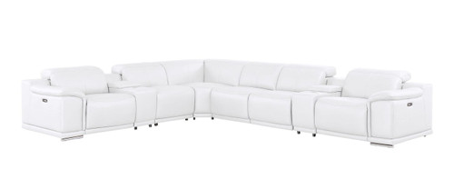 2679 - 8-Piece L-Shaped Power Reclining Sectional In Genuine Leather (3 Recliners)