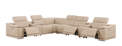 2679 - 8-Piece L-Shaped Power Reclining Sectional In Genuine Leather (3 Recliners)