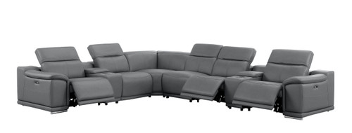 2679 - 8-Piece L-Shaped Power Reclining Sectional In Genuine Leather (3 Recliners)