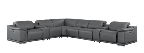 2679 - 8-Piece L-Shaped Power Reclining Sectional In Genuine Leather (4 Recliners)