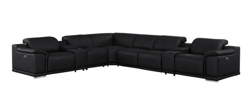 2679 - 8-Piece L-Shaped Power Reclining Sectional In Genuine Leather (4 Recliners)