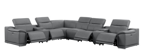 2679 - 8-Piece L-Shaped Power Reclining Sectional In Genuine Leather (4 Recliners)