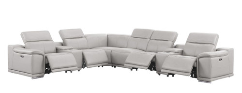 2679 - 8-Piece L-Shaped Power Reclining Sectional In Genuine Leather (4 Recliners)