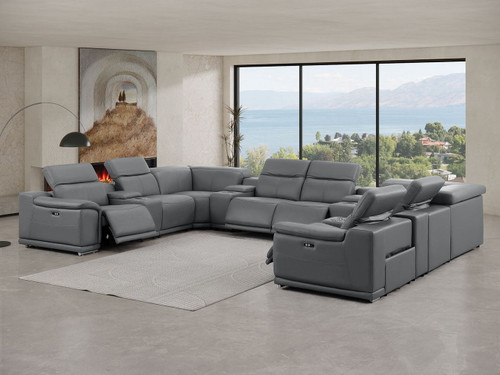 2679 - 12-Piece U-Shaped Power Reclining Sectional In Genuine Leather (4 Recliners)