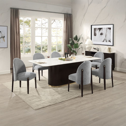Clayten - Dining Table With Marble Top - White / Espresso