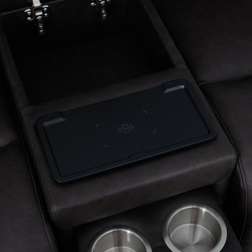 Wendell - Power Motion Loveseat With Console, Wireless Charger, Storage, USB & LED - Dark Gray