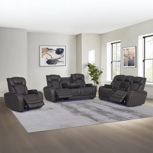 Wendell - Power Motion Recliner With Storage, USB & LED - Dark Gray