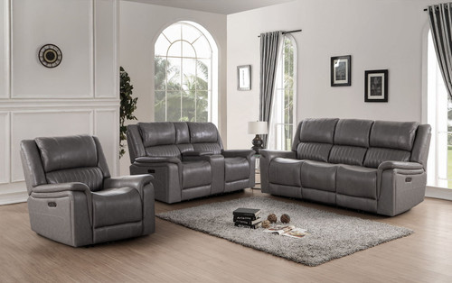 Palmer - Top Grain Italian Leather Sofa/Loveseat P2 - Elliington Grey