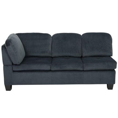 Modern L Shaped Fabric Sectional Sofa With Tufted Detail - Charcoal