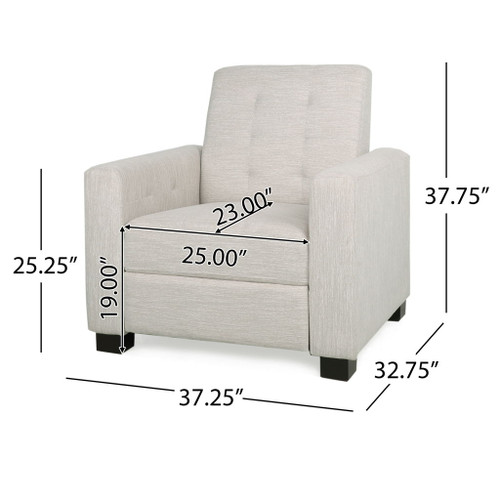 Contemporary Recliner Chair With Push Back Function And Birchwood Legs