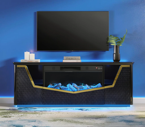 Carmela 2-Door Fireplace with Bluetooth Speaker