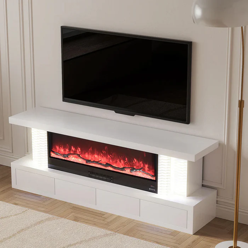 Fully Assembled 71" TV Stand LED Mirrored Fireplace SX-Dany by Vanitii