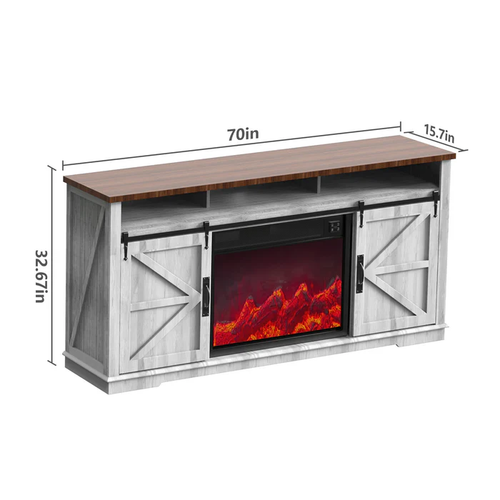 Fully Assembled 70" TV stand with an Electronic Fireplace