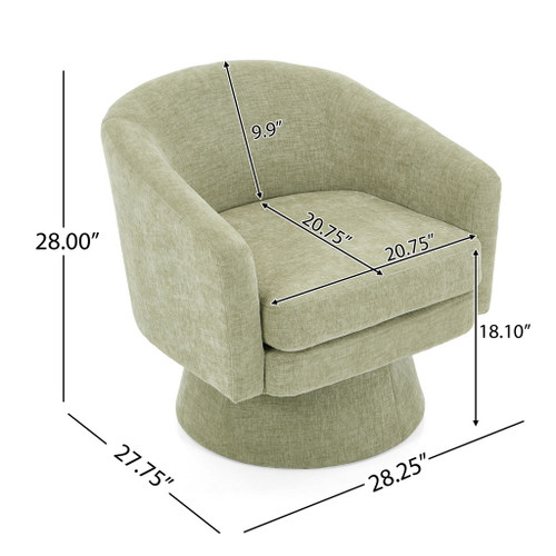 Swivel Barrel Chair With Cushioning For Living Room & Office, 360° Rotating - Green