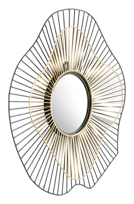 Comet - Round Mirror - Black / Gold