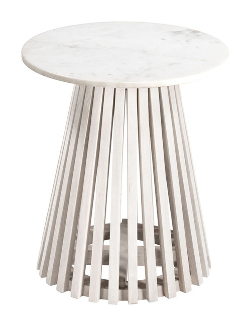 Mazara - Side Table - White / Natural