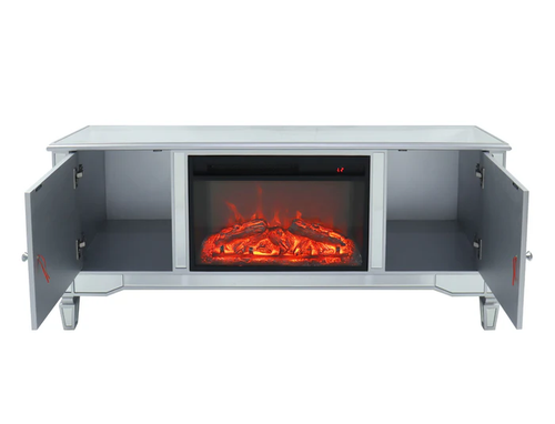 Fully Assembled 59" Mirrored Fireplace TV Stand for 65 Inch TV