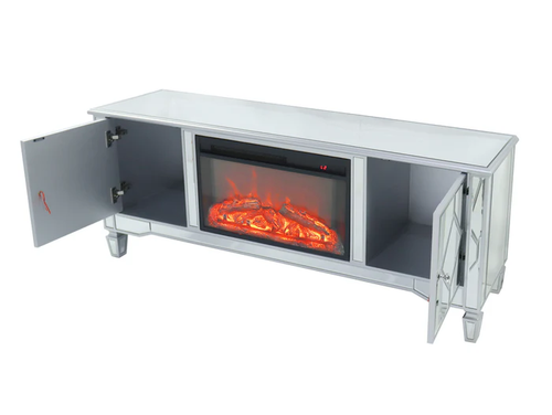 Fully Assembled 59" Mirrored Fireplace TV Stand for 65 Inch TV