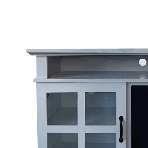 Fully Assembled 72" Ash Wood Veneer Fireplace TV Stand