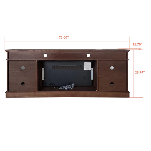 Fully Assembled 72" Ash Wood Veneer Fireplace TV Stand