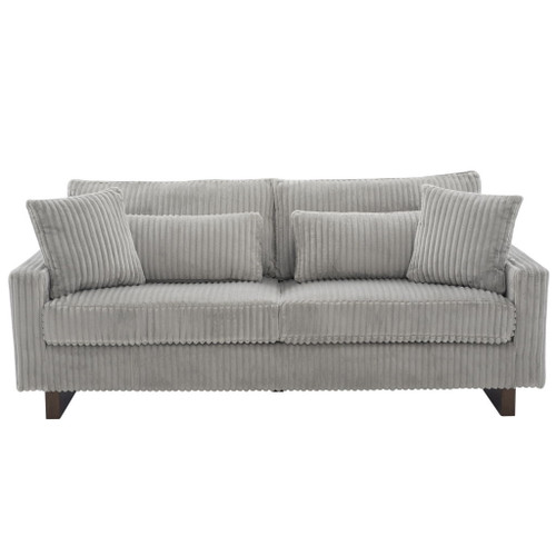 Modern Corduroy Loveseat Sofa With 4 Pillows