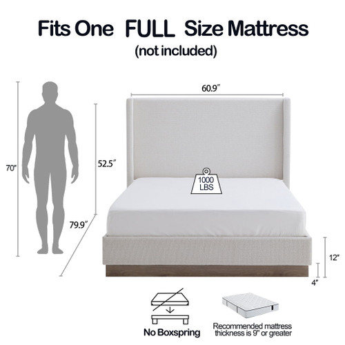 Hosford - Minimalist Canvas Upholstered Wingback Bed