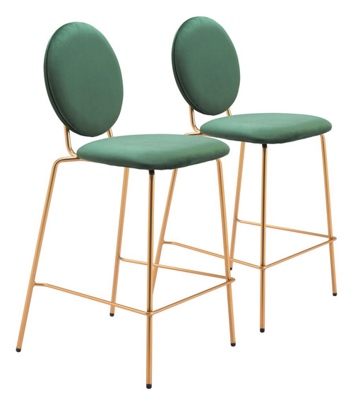 Odessa - Counter Stool (Set of 2) - Green / Gold