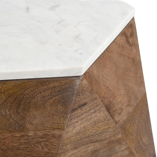 Bisel - Side Table - White / Walnut