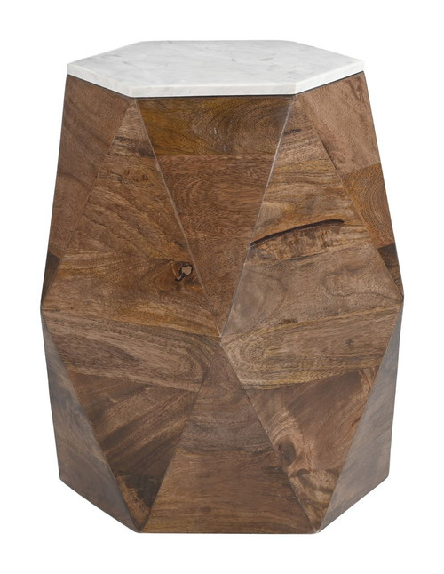 Bisel - Side Table - White / Walnut