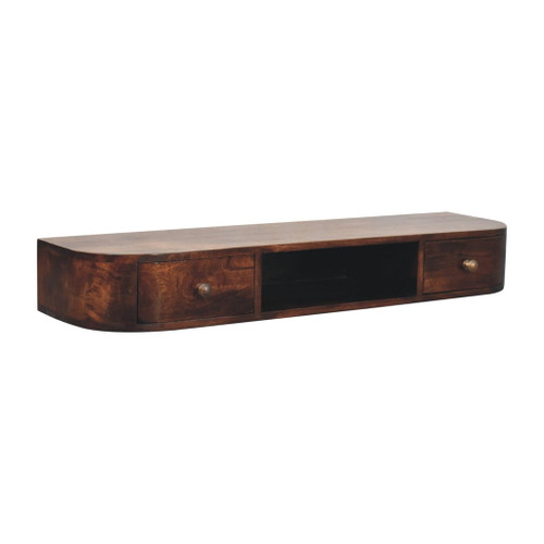 Lunar - Floating Console With 2 Drawer - Chestnut