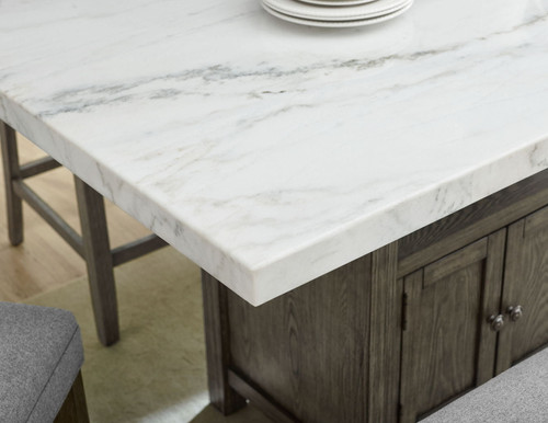 Grayson - Marble Top Counter Table - White / Light Brown