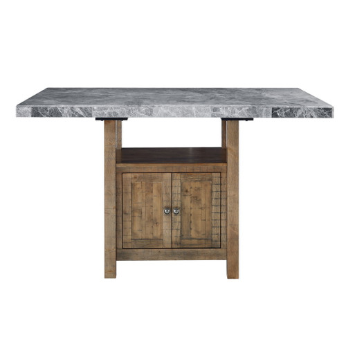 Grayson - Marble Top Counter Table - Gray / Light Brown