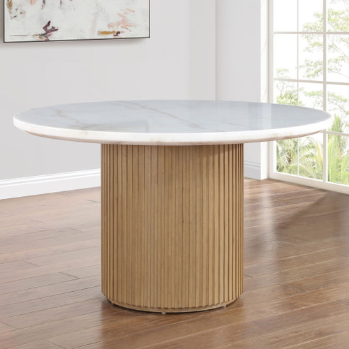 Colvin - Round Marble Dining Table - White