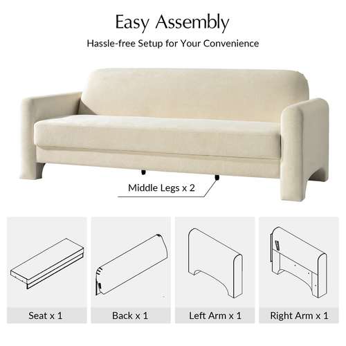 Werts Modern 84" Curved Chenille Sofa